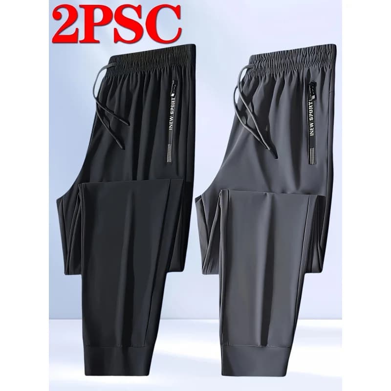 Pantaloni sportivi da uomo in confezione da 2 Pantaloni da jogging da uomo ad alta elasticità Pantaloni sportivi ad asciugatura rapida Pantaloni larghi da uomo da pesca per palestra