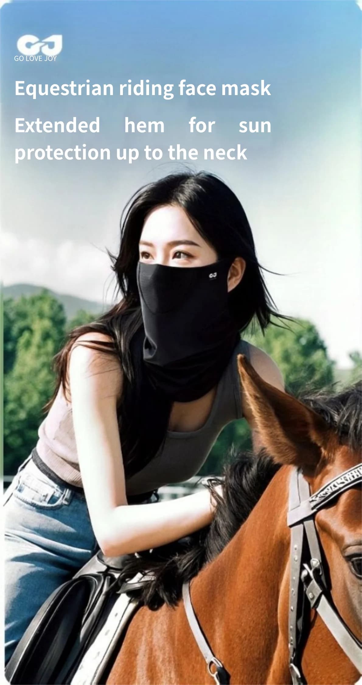 Equestrian Mask for Women, Solar Protection for Outdoor Riding, Exterior Neck Guard for Horse