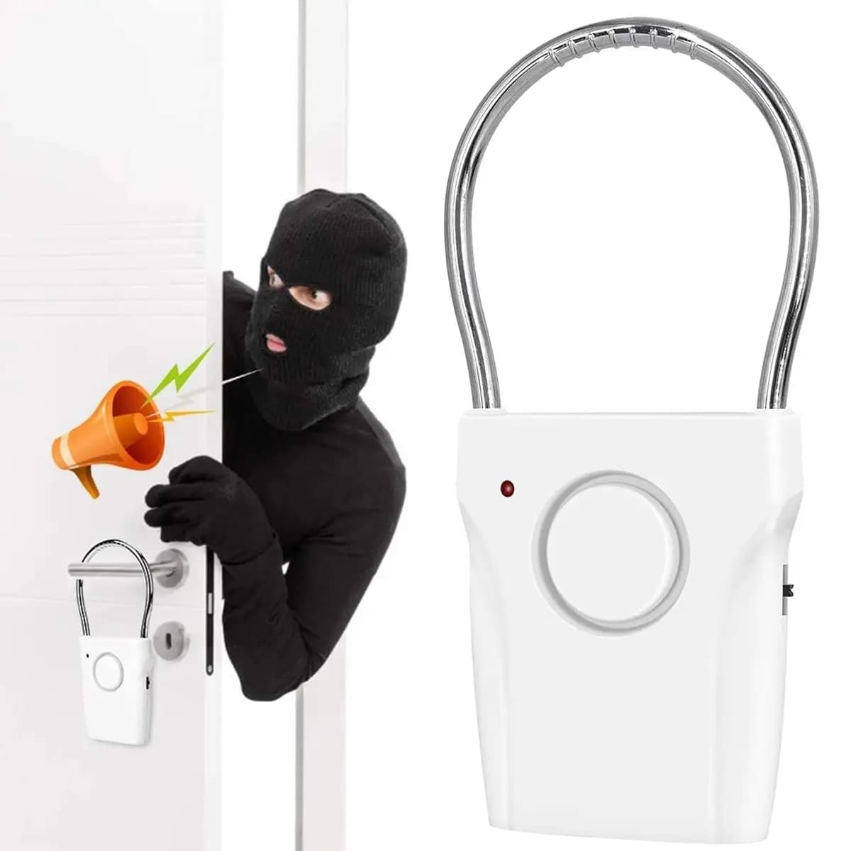 Allarme maniglia porta Allarme di sicurezza porta 110 dB con impostazioni regolabili Attrezzatura di allarme Funziona a batteria per la sicurezza dell'hotel in viaggio