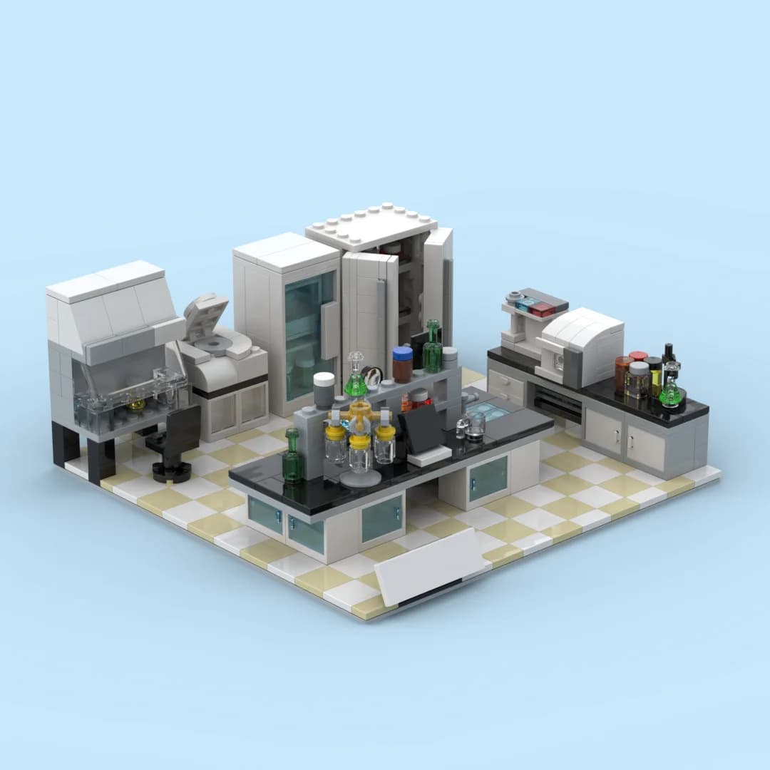 MOC Laboratorio Building Block Decorazione della casa Modello di costruzione della città Piccola scena Giocattoli educativi Collezione fai da te Regalo di mattoni