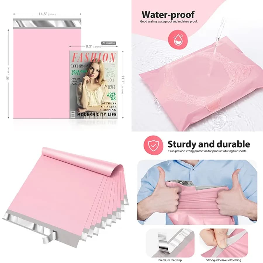Poly Mailers 14.5x19 Inch 50pc Shipping Bags for Small Business Mailing Envelopes for Clothing, Self Seal Shipping Envelopes Wa