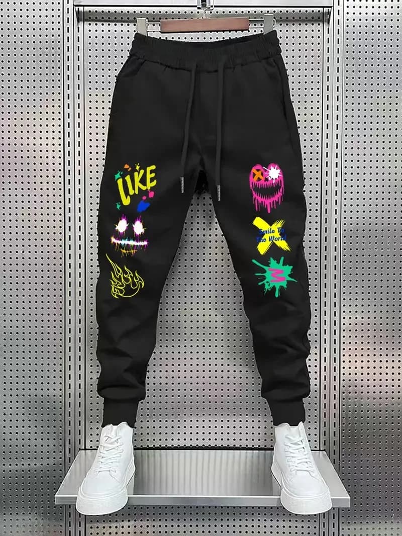 I nuovi pantaloni da uomo per l'autunno del 2025 sono casual da strada, alla moda, semplici e comodi con stampe di stelle 3D