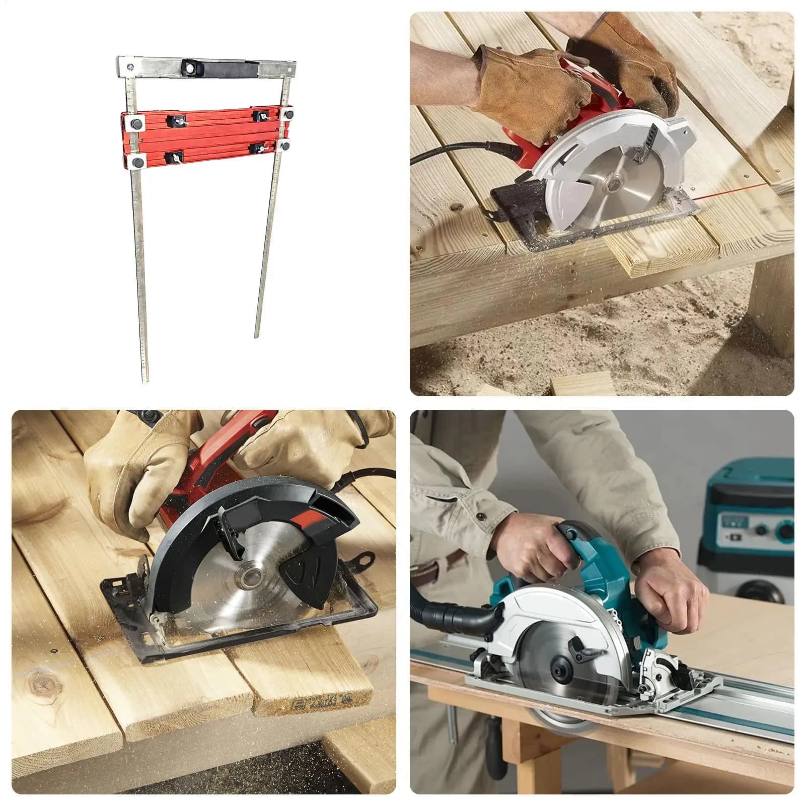 Positioning table for woodworking, adjustable, for trim, with customized positioning frame for portable electric saw
