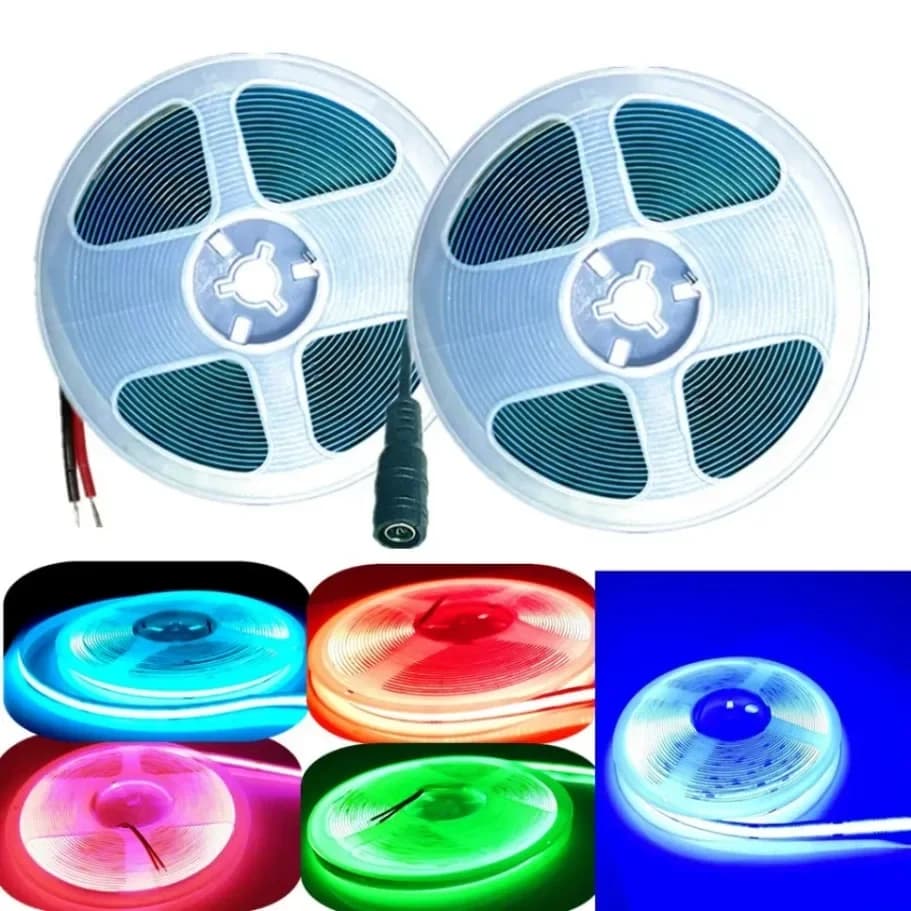 DC 12V 24V COB Strip 320Leds/M ad alta densità RA90 bianco rosa giallo ghiaccio blu rosso verde flessibile corda a nastro LED Light COB Strip
