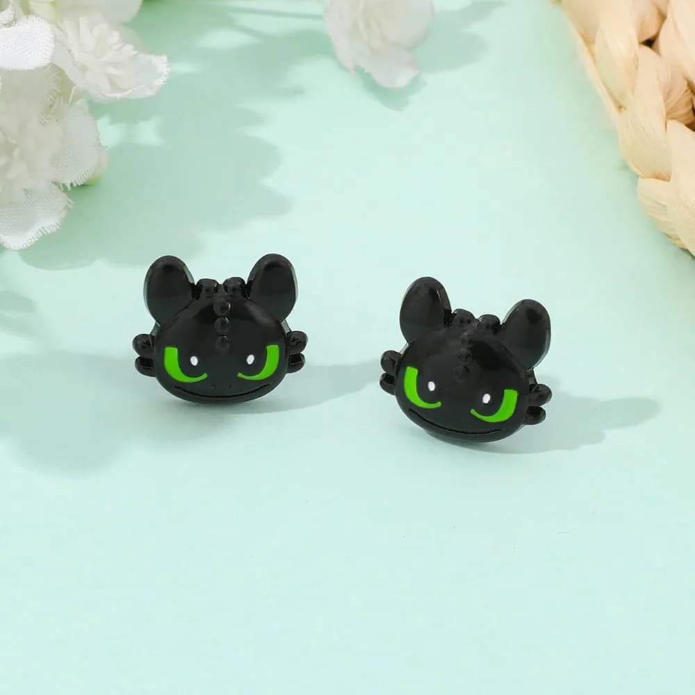 Cartoon Toothless Metal Enamel Ear Studs Anime Cute Character Earrings Jewelry Gift for Girls Holiday Accessory