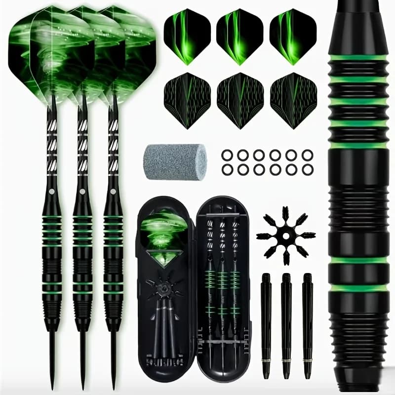 Full Set of Professional Steel Pointed Darts, Heavy-Duty Rolled Barrel Darts, Aluminum Alloy Shaft with Additional Flight Shaft
