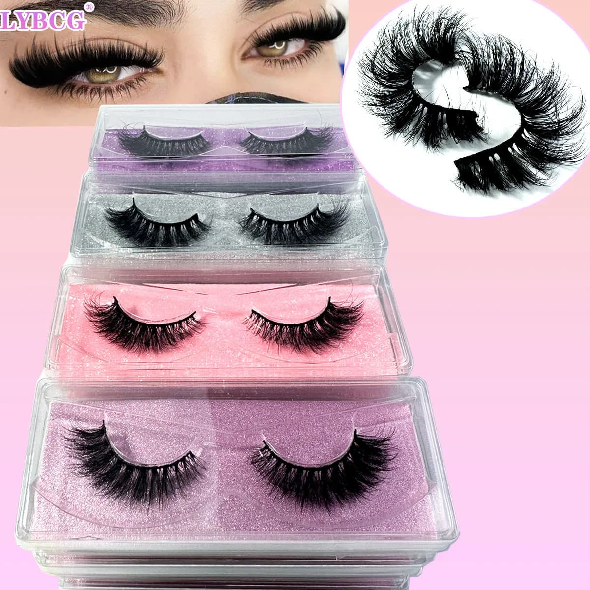 Ciglia all'ingrosso 20/40/60/80/100 pezzi Ciglia di visone 5D Ciglia di visone naturali Ciglia finte all'ingrosso Trucco Ciglia finte spesse in B