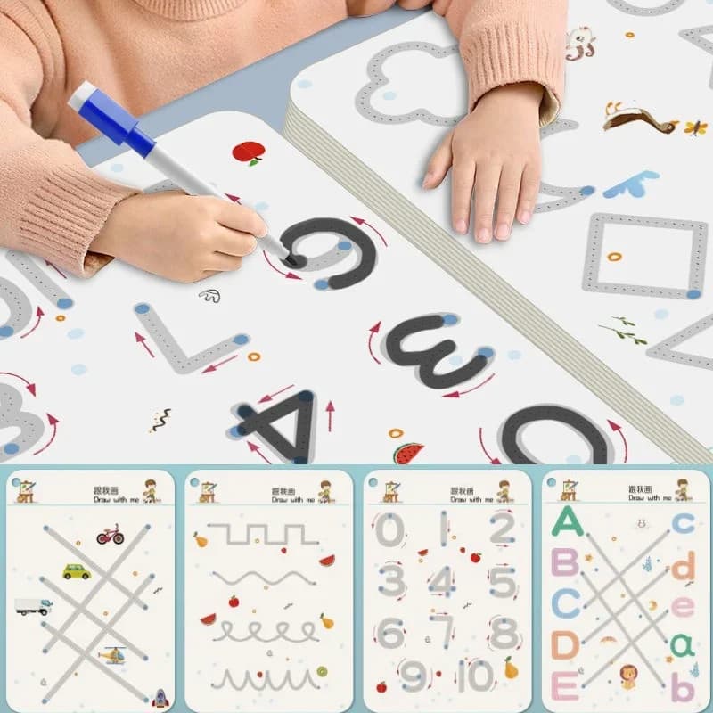 Magical Montessori Tracing Workbook Reusable Pen Control and Tracing Book for Kids Calligraphy and Drawing Educational Toys