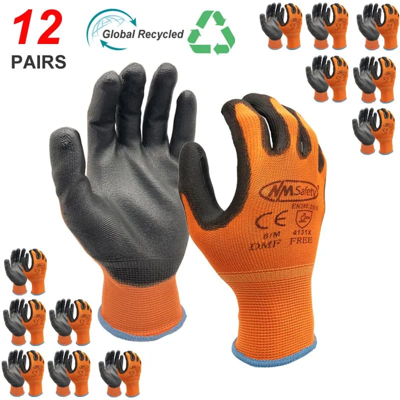 NMSafety 12 paia di guanti da lavoro per rivestimento del palmo in PU Guanto protettivo di sicurezza Fornitori di sicurezza professionali in nitrile