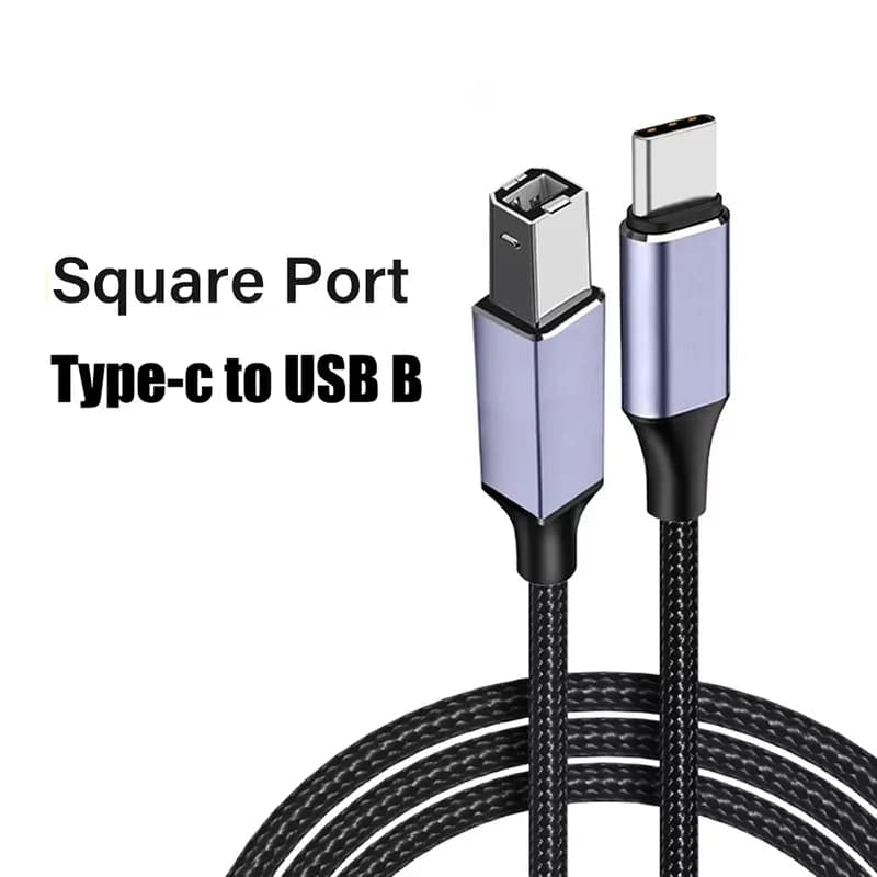 USB Printer Braided Cable Type C to USB B 2.0 Male Scanner Cord High Speed Printer Scanner For HP Canon Dell Epson MacBook Xerox