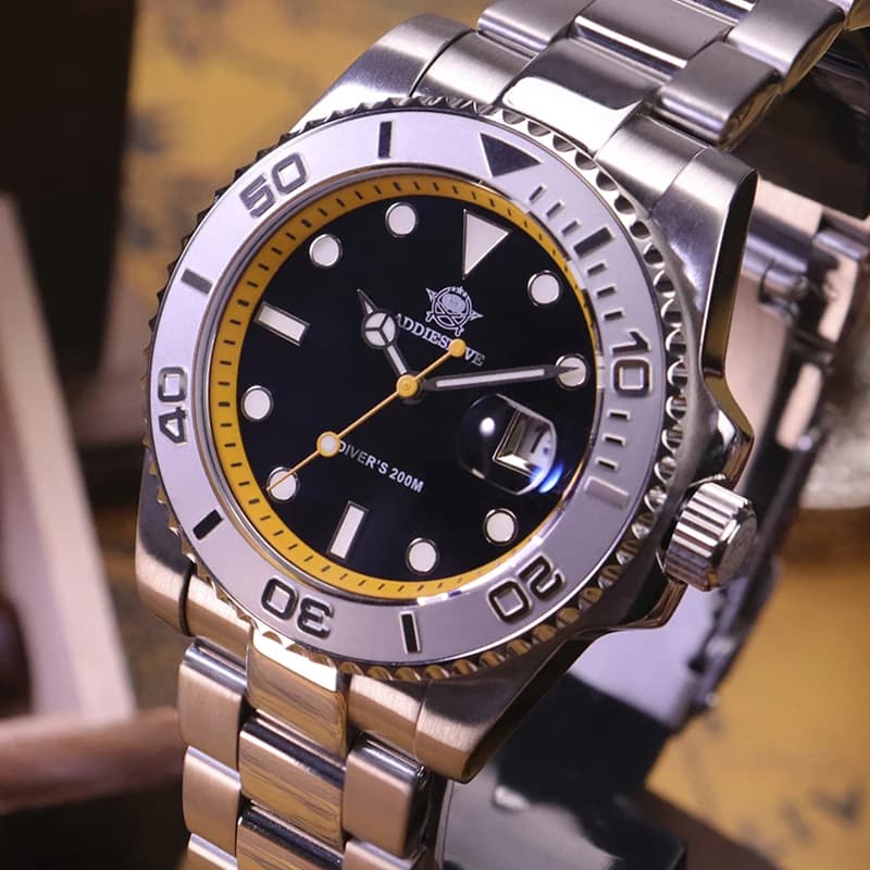 ADDIESDIVE AD2040 Men's Watch BGW9 Super Bright Stainless Steel 316L 20Bar Underwater Quartz Watches