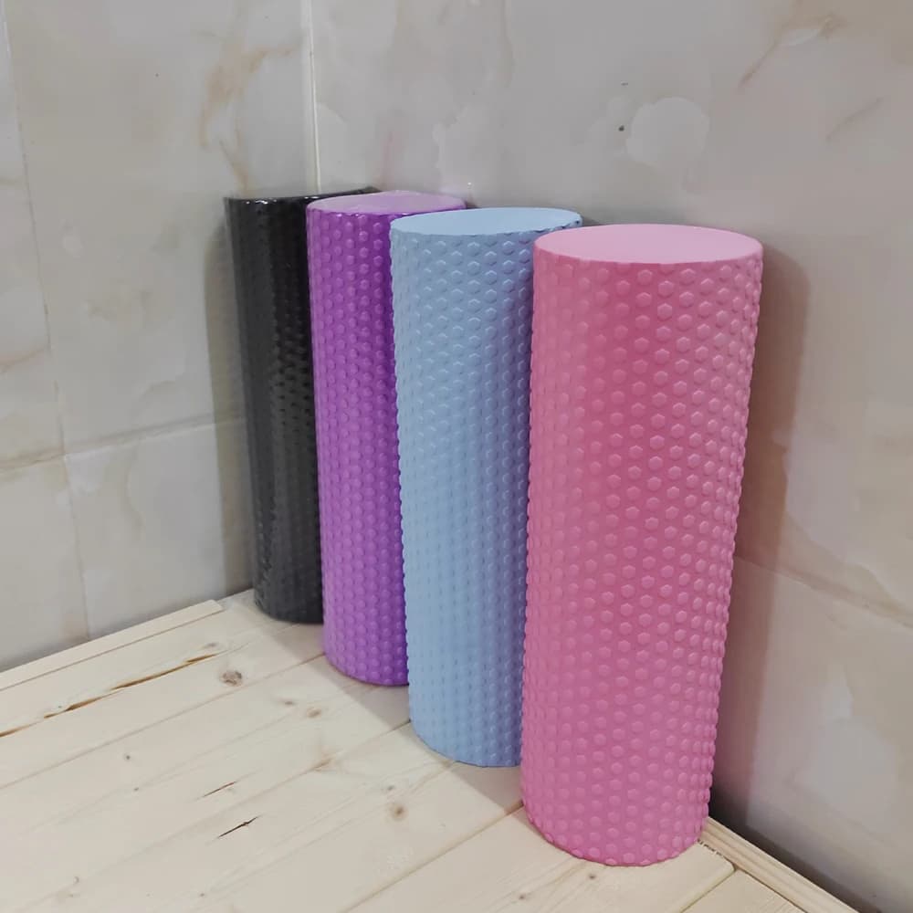 EVA foam round yoga roller hexagonal roller for pilates exercises at home improved diameter 9.5 cm length 29.7 cm