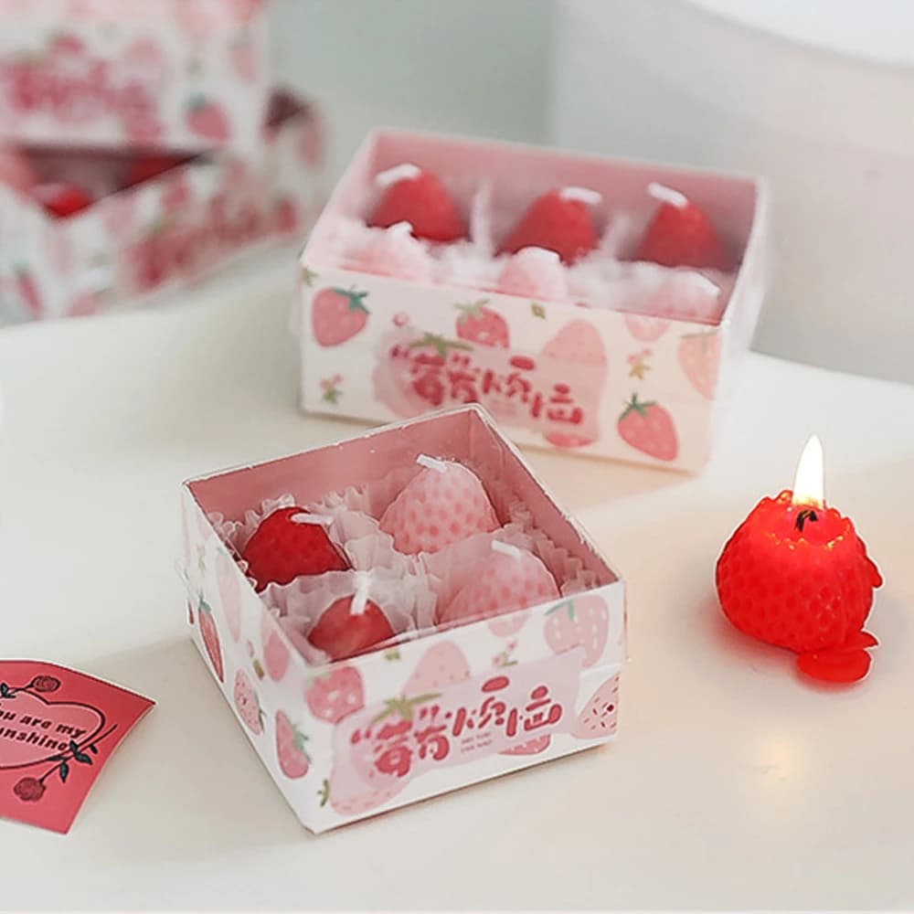 Candele alla fragola Candele per aromaterapia in cera di soia Candele profumate Torta Festa Decorazione domestica Regalo di compleanno creativo