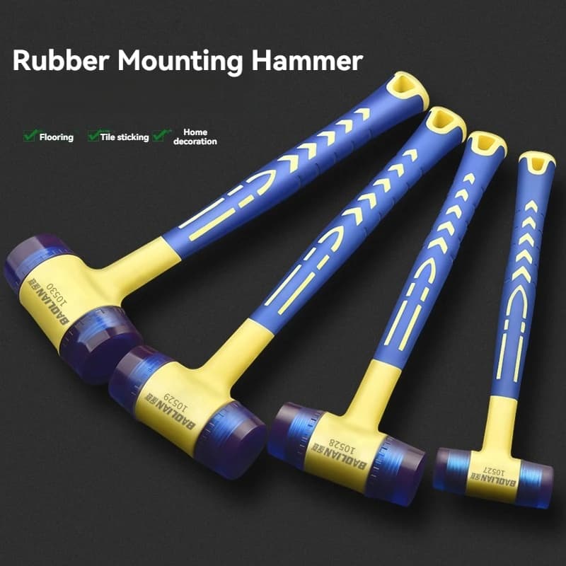 1 double head installation hammer, 25 mm rubber hammer to 45 mm with rubber handle, detachable isolated installation hammer