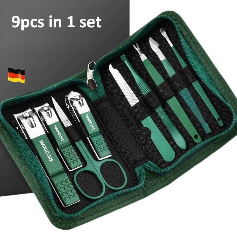 6-9-piece manicure set with leather case Professional tools kit for foot and face care Stainless steel nail cutter set gift