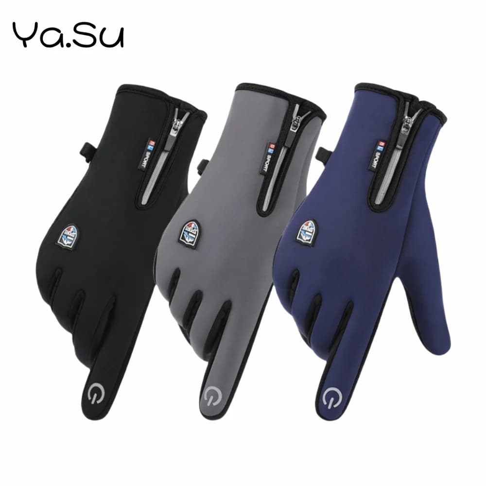 Winter Cycling Gloves Warm touch screen non-slip Ski Gloves for outdoor sports with full finger zipper