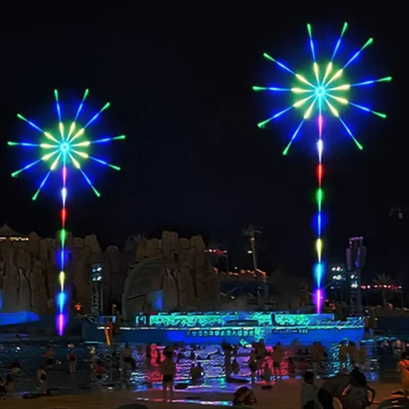 2024 Fuochi d'artificio a LED Luce LED Ghirlanda RGB Neon String Light Bluetooth APP Controllo Sincronizzazione musicale Camera da letto Decorazioni per matrimoni Lucine