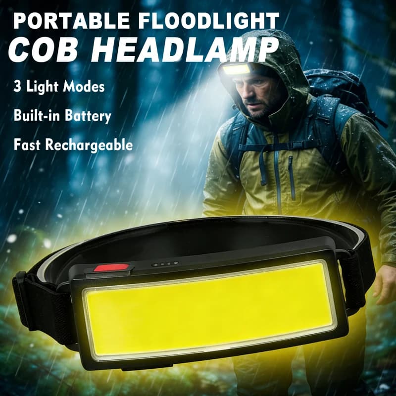 Powerful COB LED Front Lamp with 4 Lighting Modes, Quick Charging, Waterproof Head Flashlight for Camping and Fishing
