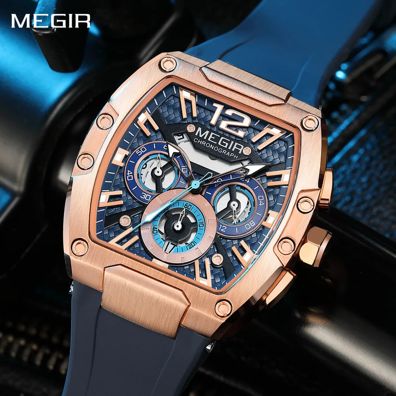 MEGIR Fashion Original Men's Watches Sports Military Chronograph Calendar Silicone Strap Quartz Watch Relogio Masculino 8112