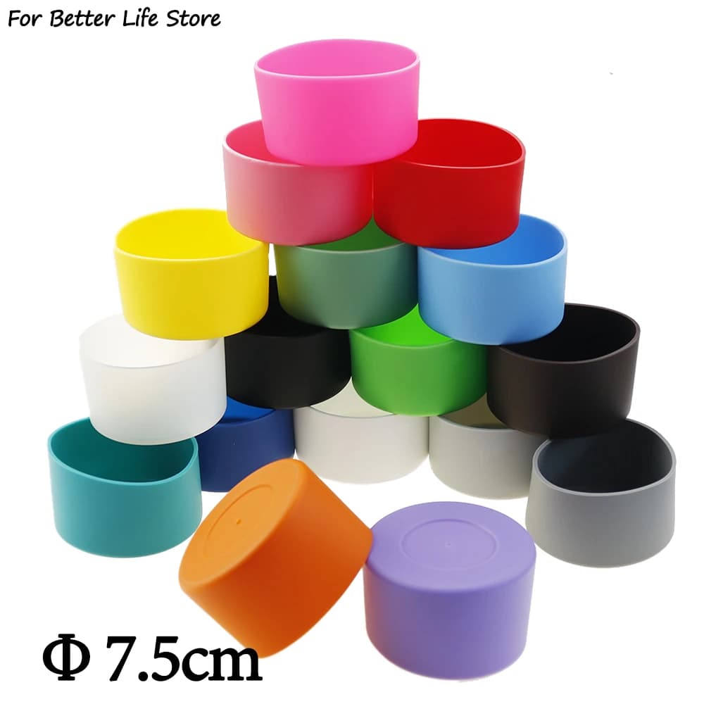 Per la migliore vita 1Pc 7.5cm Custodia protettiva per guaina inferiore in silicone morbido per bottiglia di tè d'acqua in vetro Accessori anti danneggiati