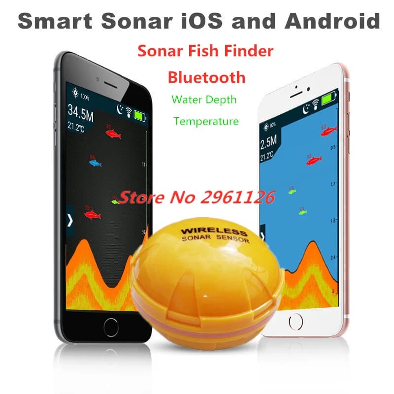Fish Finder wireless Ecoscandaglio portatile Telefono Bluetooth Smart Sonar Pesca IOS e Android Sonar Rilevatore di pesci Profondità acqua 36 m