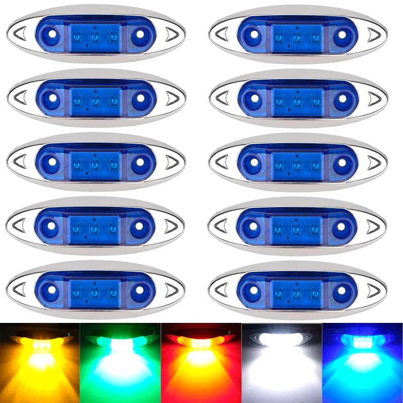 10PCS Barca Luci Marines Navigazione Lampada di posizione impermeabile per camion RV Yacht Specchio di poppa Ancoraggio Stern DC 12V 3LED Luce di poppa