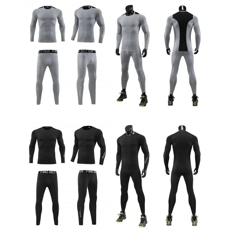 Uomo Bodybuilding abbigliamento sportivo abbigliamento tuta Fitness pantaloni da allenamento palestra collant elastici a compressione tuta da corsa Skinny