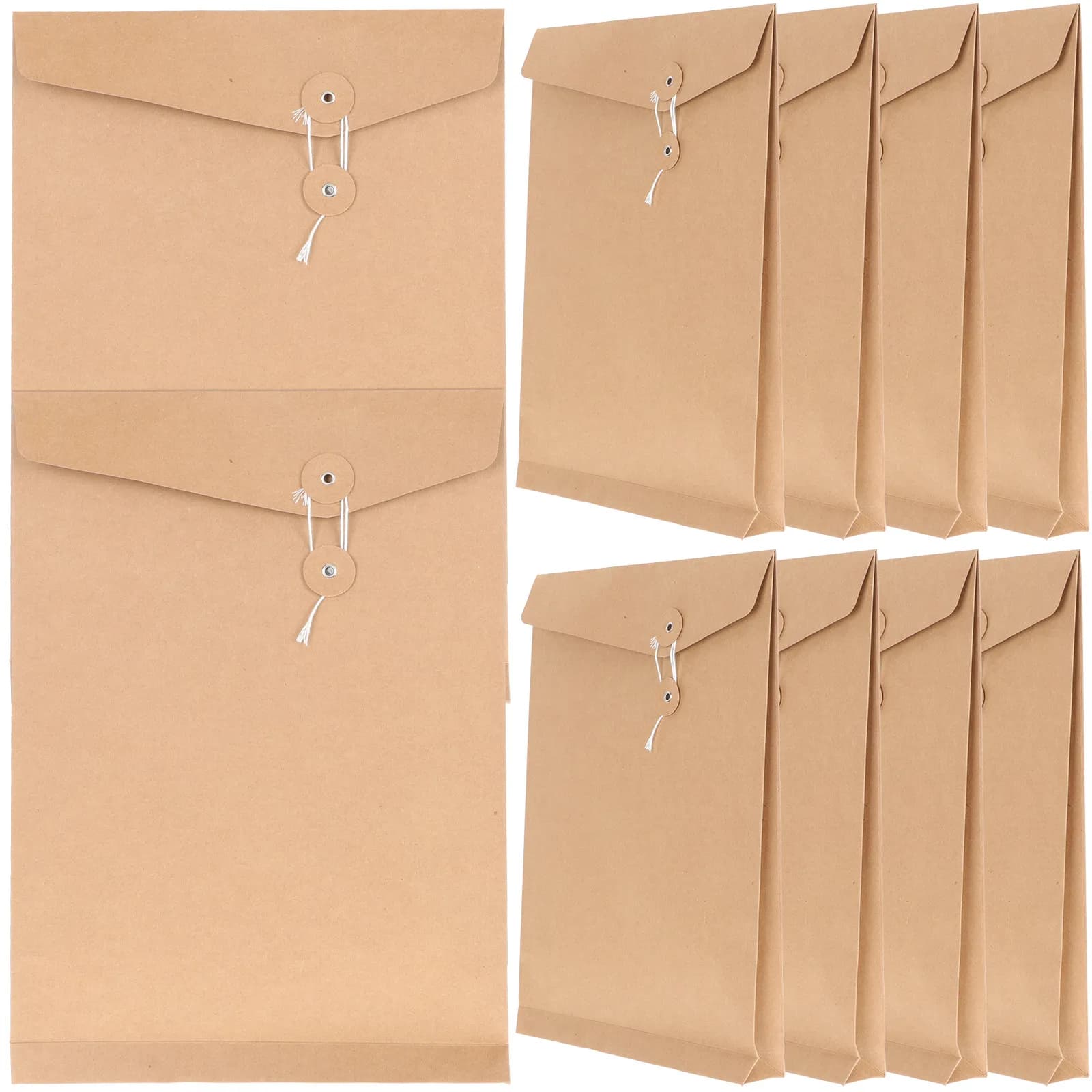 Cartella portadocumenti in carta kraft da 10 pezzi, formato A4, con chiusura a cordino, per l'organizzazione di forniture per archiviazione in ufficio