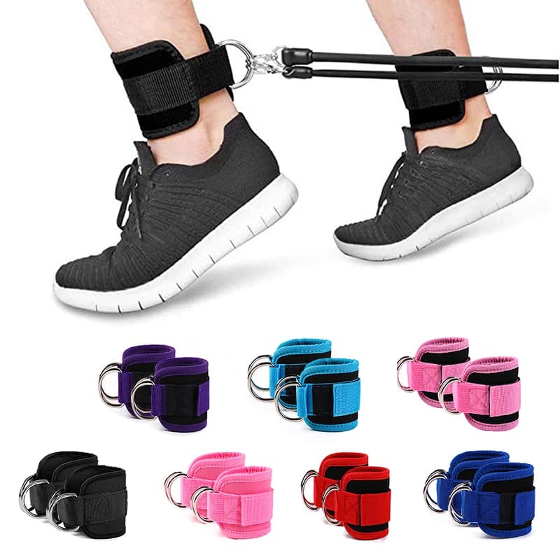 2PCS Cinghie alla caviglia Cavo Doppio anello Polsini alla caviglia per allenamenti in palestra Glute Gambe Estensioni della forza Allenamento Brace Supporto Sport