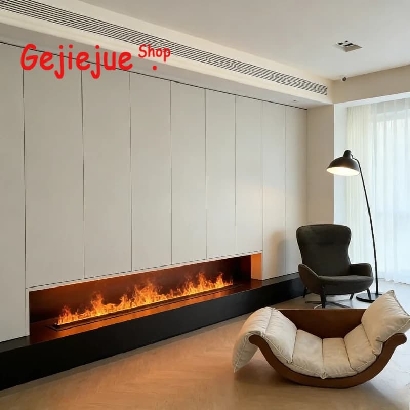 Caminetto Elettrico di Lusso 3D con Effetto Vapore, Umidificatore con Fiamma 3D, Grande, da Incasso, Controllo Intelligente, Stufa Elettrica