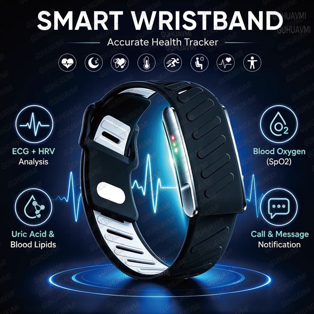 Nuovo Braccialetto Smart Senza Schermo 2026 per Uomo e Donna, Monitoraggio Salute, ECG, Pressione Sanguigna, Grasso Corporeo, BMI, Fitness, Impermeabile