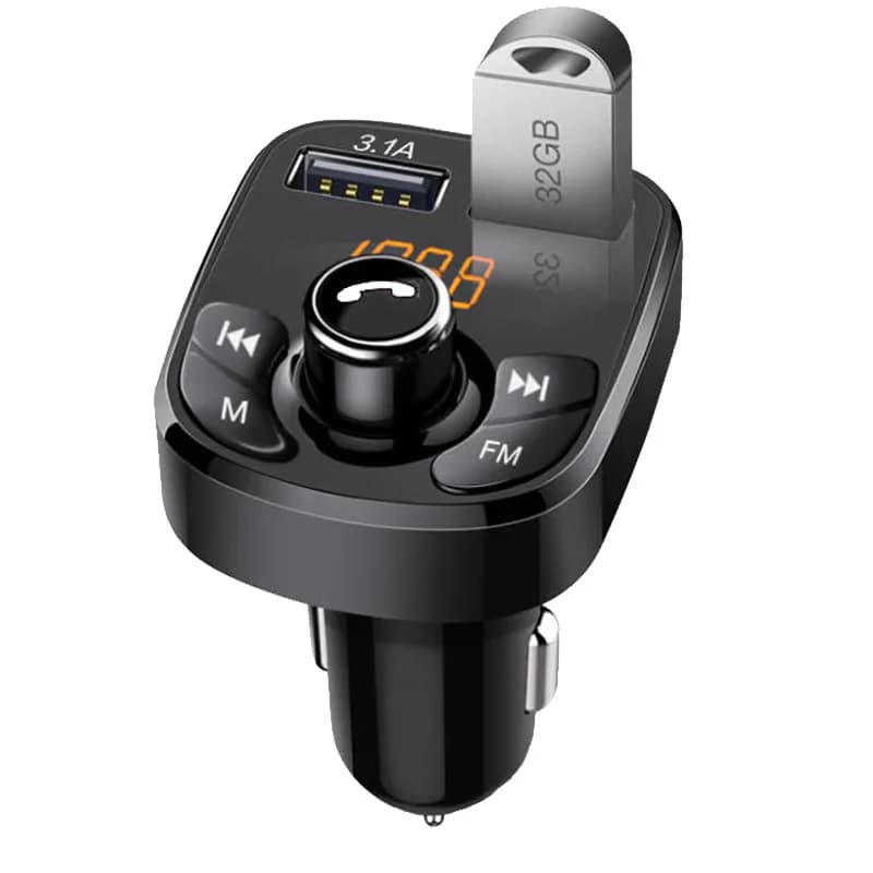 Audio Music Stereo Compatible with Bluetooth 3.1A Quick Charging MP3 Audio Player Wireless FM Transmitter Dual USB Radio Charger