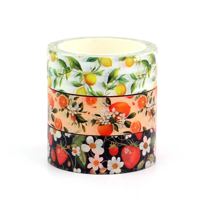 2024 NEW 1pc 10M Decorative Lemon Strawberry Orange Fruit Washi Tape Set for Scrapbooking Planner Masking Tape Cute Stationery