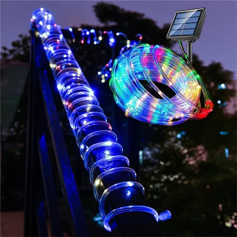 Luci Solari a Corda 200 LED Impermeabili per Esterni, Luci Fatate a Energia Solare con 8 Modalità per Decorazioni Natalizie, Giardino, Cortile e Alberi
