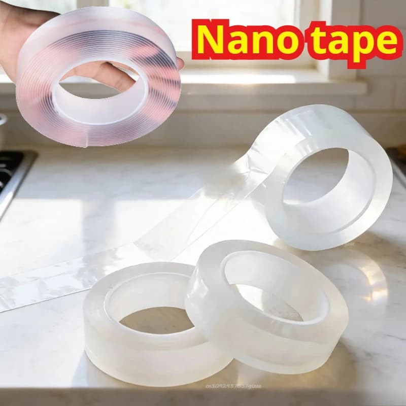 Ultra-resistant 20-50 mm wide nano adhesive tape Biadsive high viscosity biadhesive tape Transparent reusable mounting tape without trace