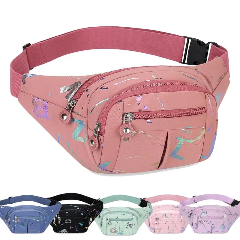 Fashionable Casual Waist in Oxford Fabric with Printed Seams Multi-pocket Bags for Daily Communalism