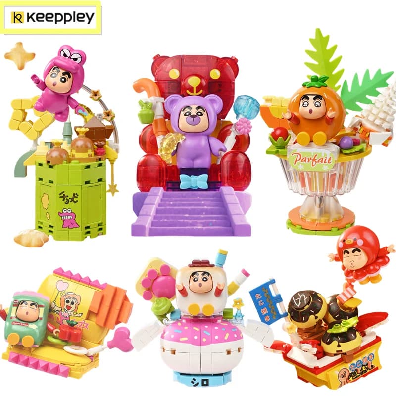 NUOVO originale Keeppley Crayon Shin-chan Building Block Action Figure Shinnosuke Regalo giocattolo anime per assemblaggio di personaggi dei cartoni animati Shiro