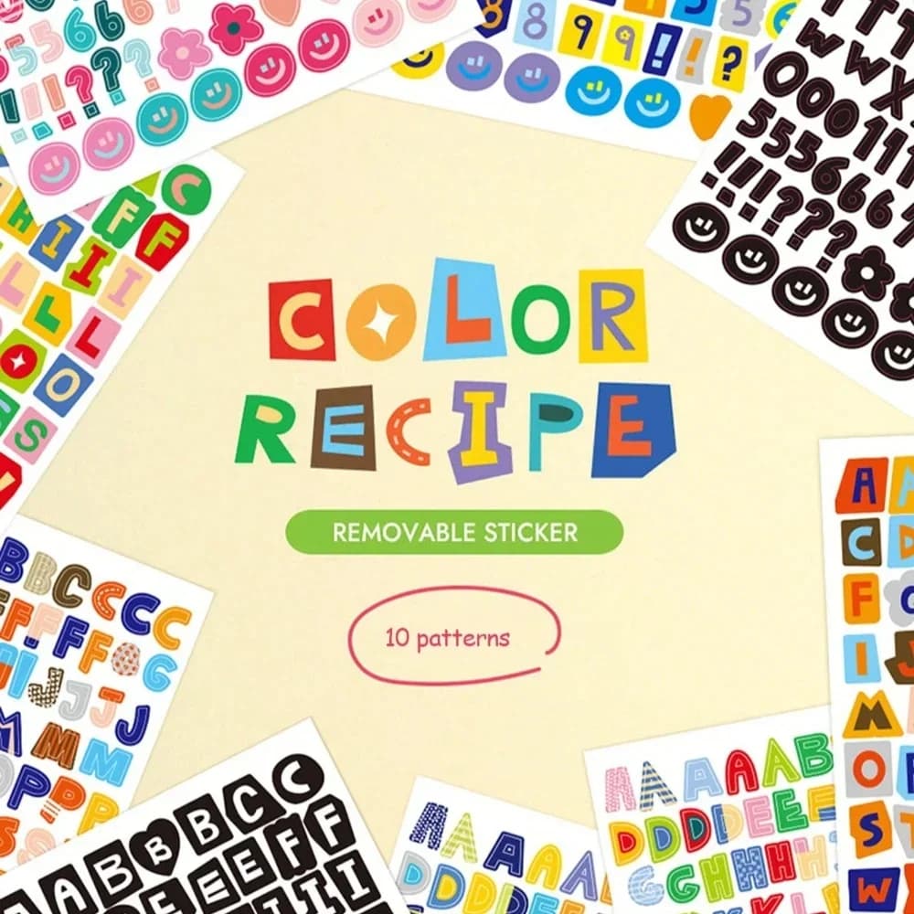 10/16pcs/Set Colorful Alphabet & Number Sticker For Diy Scrapbook Decoration, Water-Resistant With No Trace