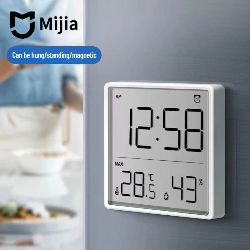 Termometro Igrometro Multifunzione Mijia, Monitor Elettronico Automatico di Temperatura e Umidità con Orologio, Strumenti per la Casa