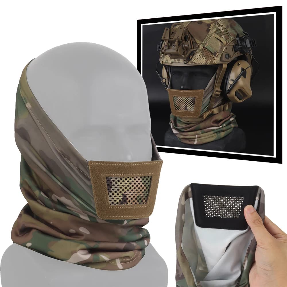 Maschera passamontagna tattica in maglia d'acciaio Maschera copricapo mezza faccia airsoft con morbida imbottitura Cappuccio fodera casco stile ninja per caccia