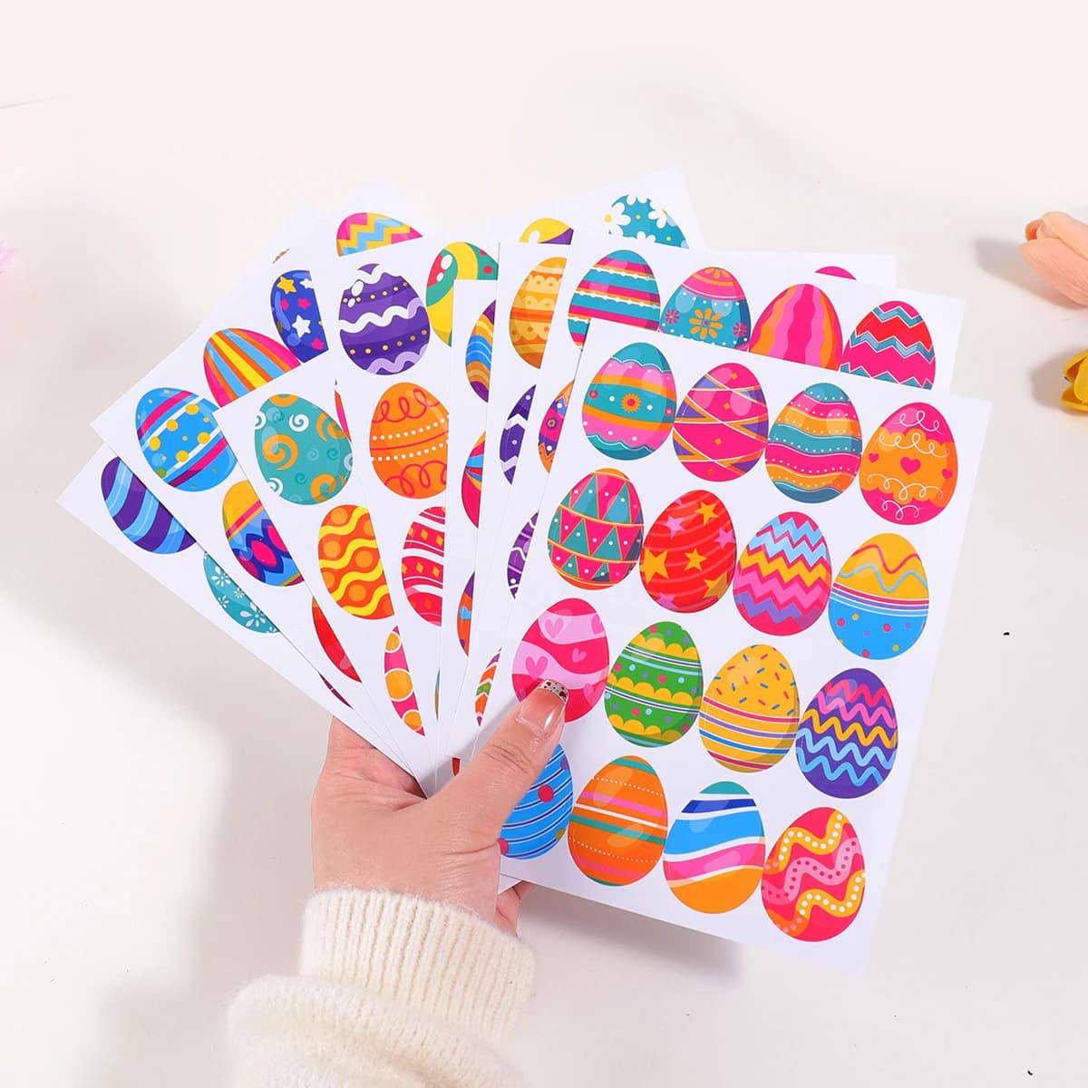 8 adesivi con motivo uovo di Pasqua, adatti per custodie per telefoni, quaderni, confezioni regalo, lavori artigianali fai-da-te, regali per le vacanze