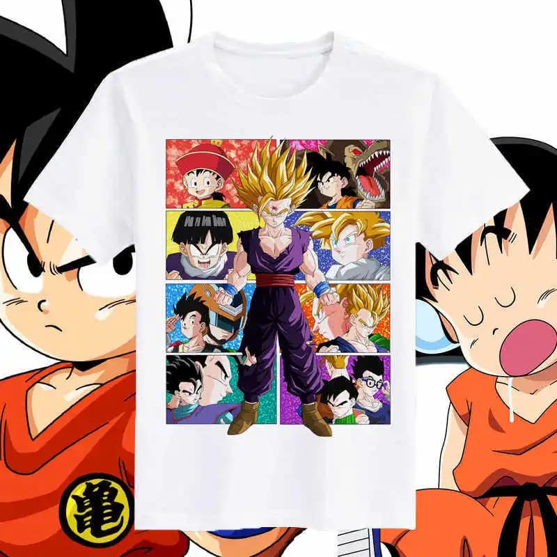T-shirt Uomo Estiva 2026 Dragon Ball Z Gohan Super Saiyan 2 con Grafica, 100% Cotone, Oversize, Traspirante, Casual, a Maniche Corte