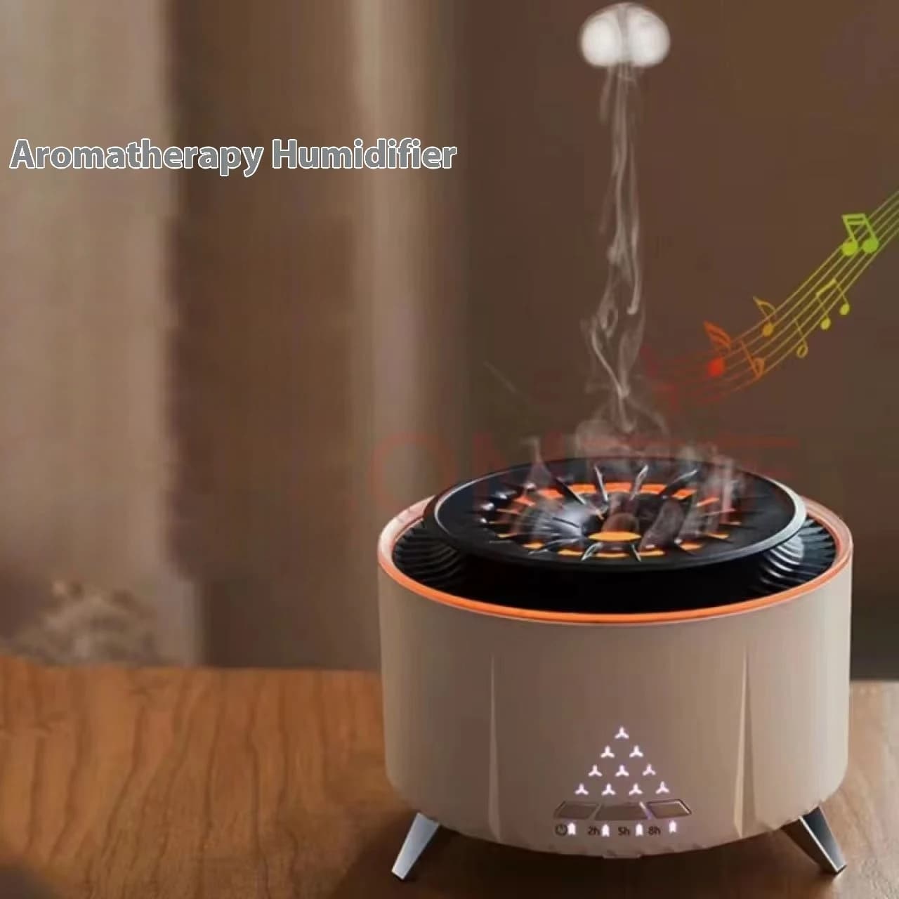 Umidificatore per lava vulcanica con rumore bianco, fiamma creativa, macchina per aromaterapia, simulazione da tavolo, meduse, anello di fumo per il relax