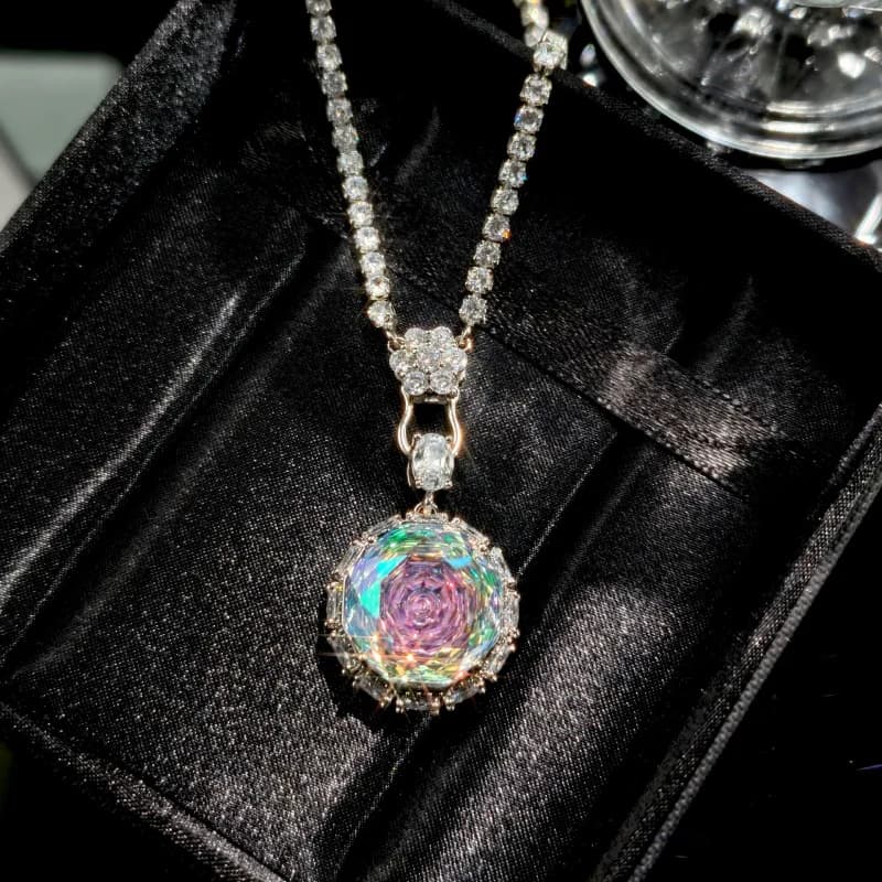 Set di tre pezzi di orecchini con zirconi colorati con taglio rosa di grandi carati per le donne, regalo elegante per la data di fascia alta