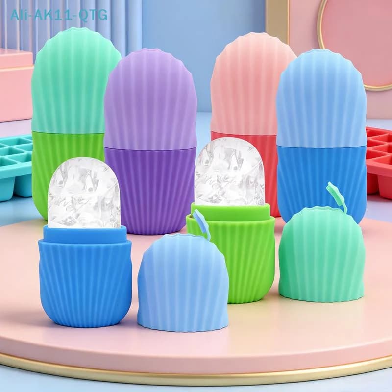 NUOVO Rullo per Viso in Silicone con Sfere di Ghiaccio, Massaggiatore per Lifting Facciale, Strumento per Ridurre l'Acne e Modellare il Viso, Riutilizzabile