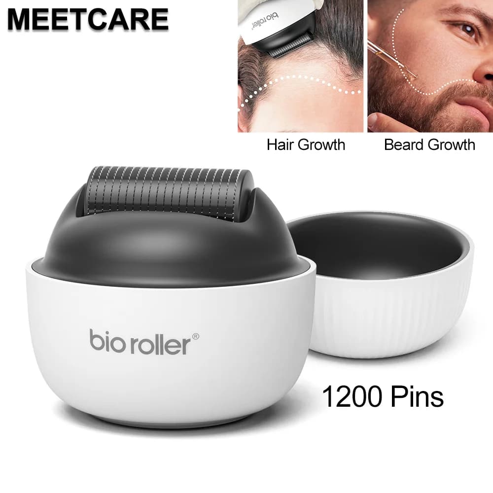 Derma Roller Bio G4 Originale, Dermaroller con Microaghi 1200 Pin, Cartuccia in Titanio per Crescita di Barba e Capelli e Cura della Pelle