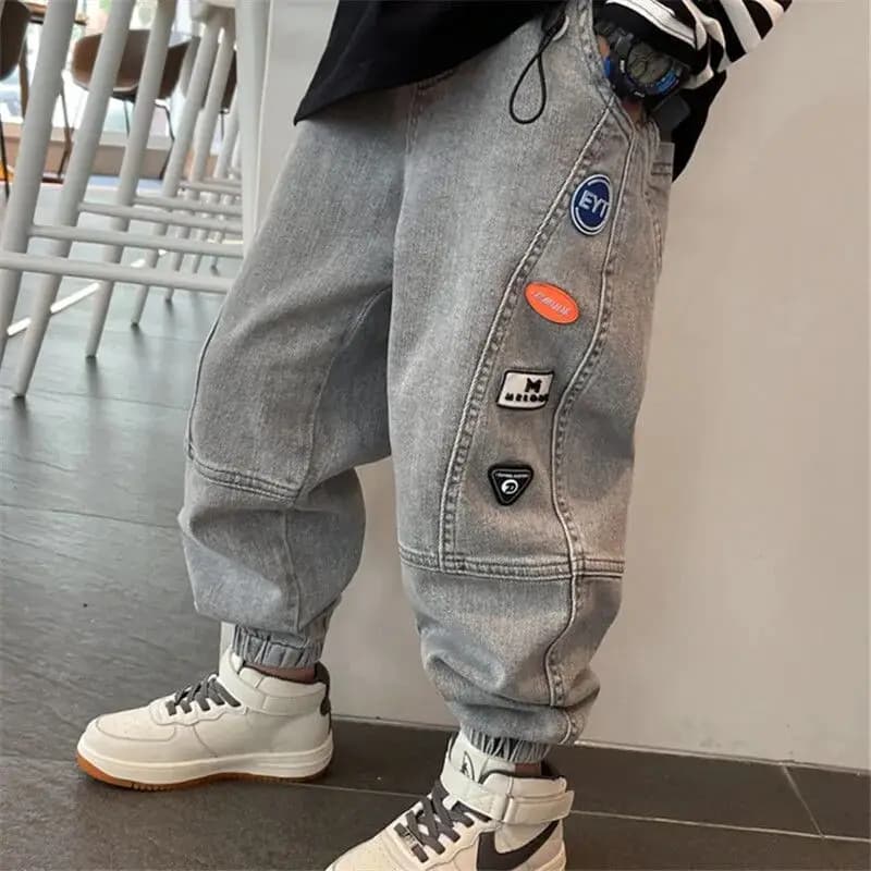 2025 New Spring and Autumn Boys Teenagers Fashion Korean Coats Pants Leggings for Kids Pants Casual 3 5 8 10 12Y Boys Jeans