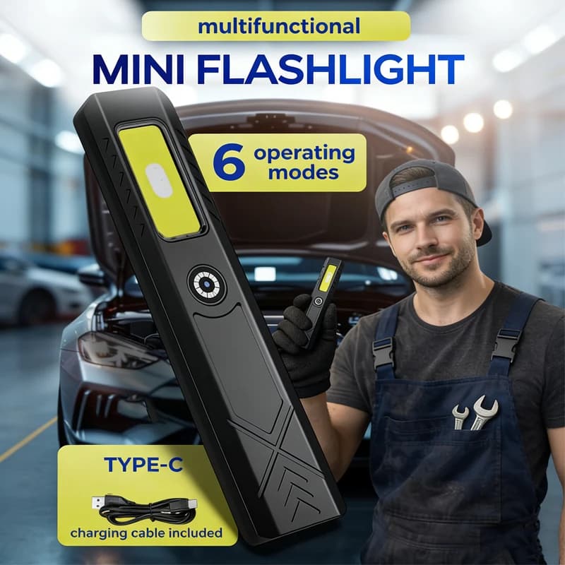 550LM Rechargeable LED Keychain Flashlight, Portable Mini Torch, Pocket Lantern, Working Light with Emergency Magnet