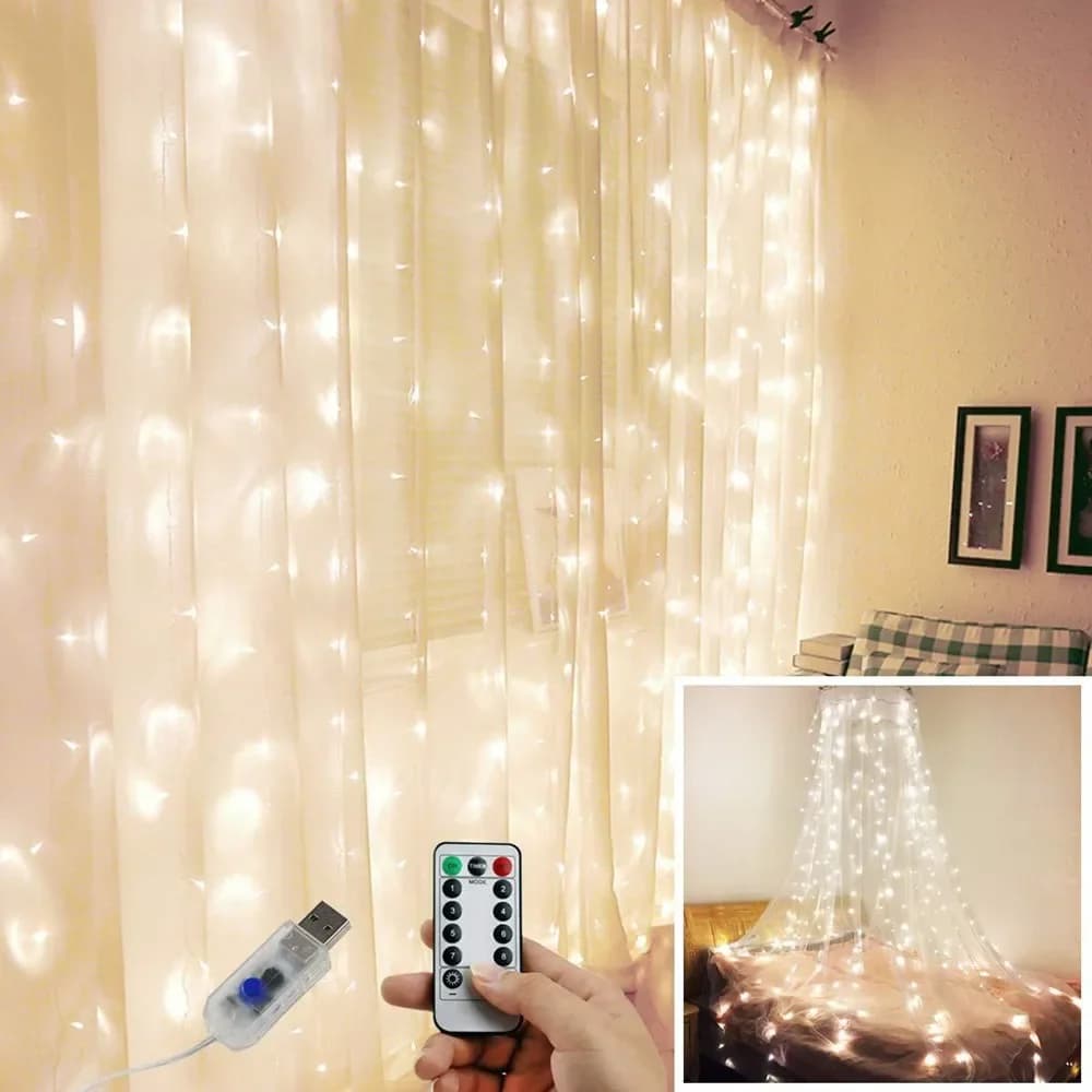 3M LED Tenda String Light Luci natalizie Ghirlanda Luci ghiaccioli per la decorazione del giardino di casa della festa nuziale
