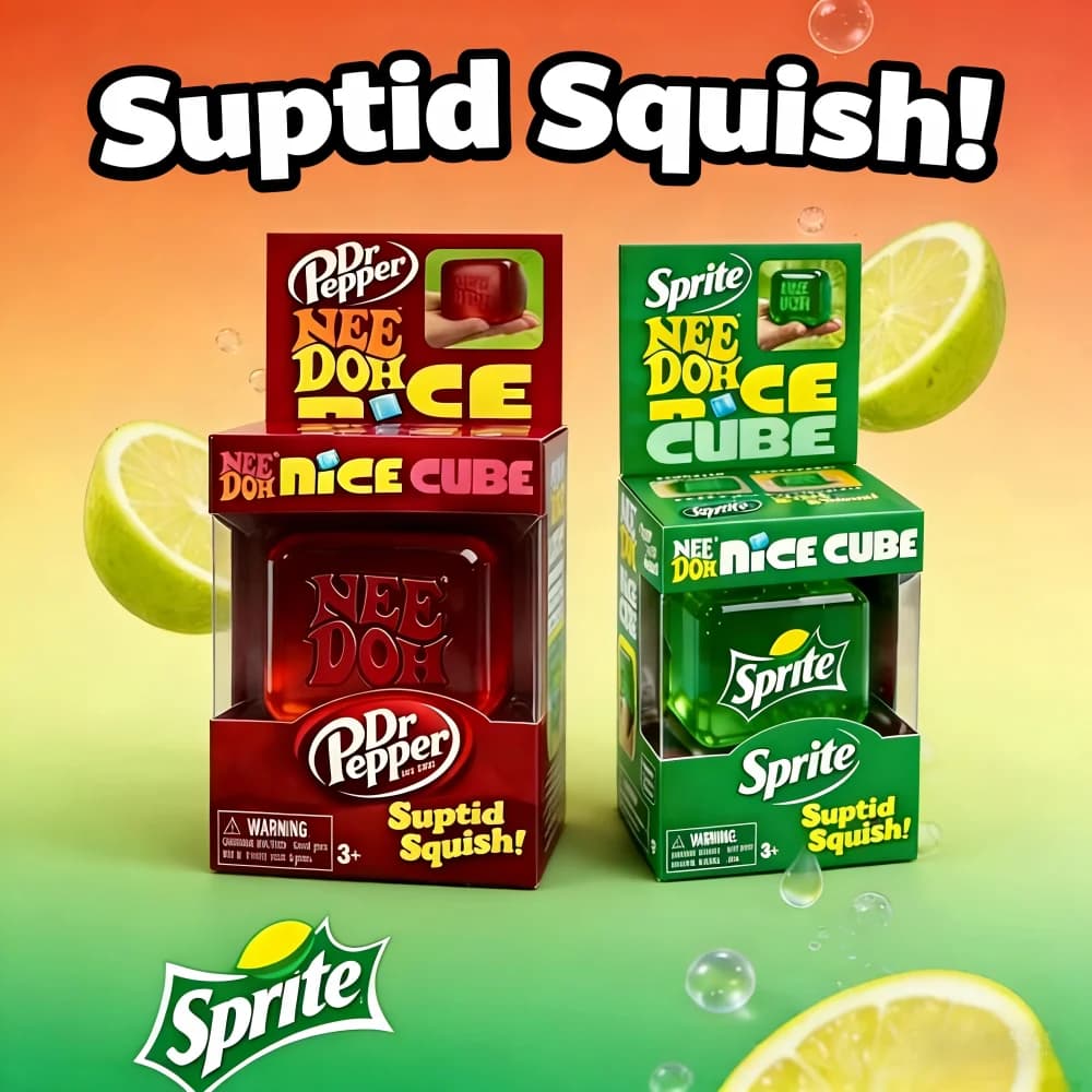 Schylling NeeDoh Dr Pepper Sprite Squishy Blind Box - Giocattolo Antistress Morbido e Spremibile per Bambini e Adulti, Cubo Sensoriale Antiansia
